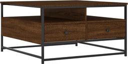 vidaXL - Salontafel - 80x80x45 - cm - bewerkt - hout - bruin - eikenkleur
