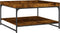 vidaXL - Salontafel - 80x80x45 - cm - bewerkt - hout - en - ijzer - gerookt - eikenkleur