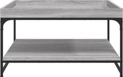 vidaXL - Salontafel - 80x80x45 - cm - bewerkt - hout - en - ijzer - grijs - sonoma - eiken