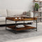 vidaXL - Salontafel - 80x80x45 - cm - bewerkt - hout - en - ijzer - gerookt - eikenkleur