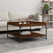 vidaXL - Salontafel - 80x80x45 - cm - bewerkt - hout - en - ijzer - bruin - eikenkleur