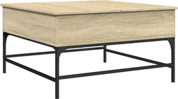 vidaXL - Salontafel - 80x80x45 - cm - bewerkt - hout - en - metaal - sonoma - eikenkleur