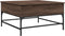 vidaXL - Salontafel - 80x80x45 - cm - bewerkt - hout - en - metaal - bruin - eikenkleur