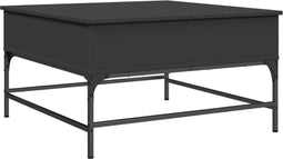 vidaXL - Salontafel - 80x80x45 - cm - bewerkt - hout - en - metaal - zwart