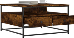 vidaXL - Salontafel - 80x80x45 - cm - bewerkt - hout - gerookt - eikenkleurig