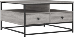 vidaXL - Salontafel - 80x80x45 - cm - bewerkt - hout - grijs - sonoma