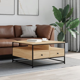 vidaXL - Salontafel - 80x80x45 - cm - bewerkt - hout - sonoma - eikenkleurig