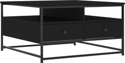 vidaXL - Salontafel - 80x80x45 - cm - bewerkt - hout - zwart
