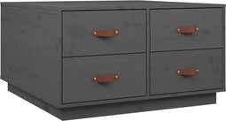 vidaXL - Salontafel - 80x80x45 - cm - massief - grenenhout - grijs