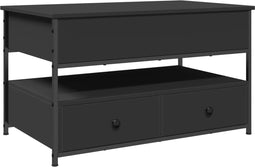 vidaXL - Salontafel - 85x50x50 - cm - bewerkt - hout - en - metaal - zwart