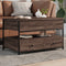 vidaXL - Salontafel - 85x50x50 - cm - bewerkt - hout - en - metaal - bruin - eikenkleur