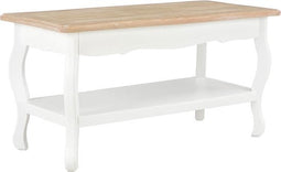 vidaXL - Salontafel - 87,5x42x44 - cm - massief - grenenhout - wit - en - bruin