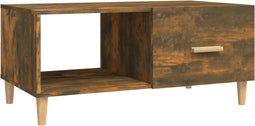 vidaXL - Salontafel - 89,5x50x40 - cm - bewerkt - hout - gerookt - eikenkleurig
