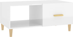 vidaXL - Salontafel - 89,5x50x40 - cm - bewerkt - hout - hoogglans - wit