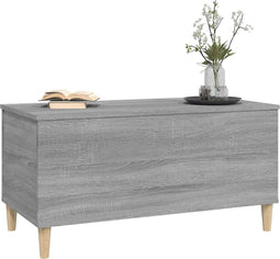 vidaXL - Salontafel - 90x44,5x45 - cm - bewerkt - hout - grijs - sonoma - eikenkleurig