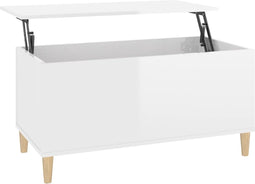 vidaXL - Salontafel - 90x44,5x45 - cm - bewerkt - hout - hoogglans - wit