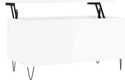 vidaXL - Salontafel - 90x44,5x45 - cm - bewerkt - hout - hoogglans - wit