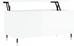 vidaXL - Salontafel - 90x44,5x45 - cm - bewerkt - hout - hoogglans - wit