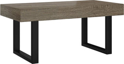 vidaXL - Salontafel - 90x45x40 - cm - MDF - en - ijzer - grijs - en - zwart