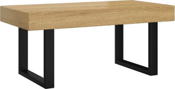 vidaXL - Salontafel - 90x45x40 - cm - MDF - en - ijzer - lichtbruin - en - zwart
