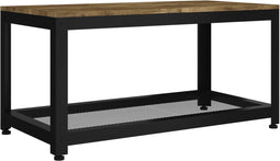 vidaXL - Salontafel - 90x45x45 - cm - MDF - en - ijzer - donkerbruin - en - zwart
