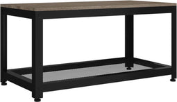 vidaXL - Salontafel - 90x45x45 - cm - MDF - en - ijzer - grijs - en - zwart