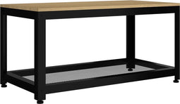 vidaXL - Salontafel - 90x45x45 - cm - MDF - en - ijzer - lichtbruin - en - zwart