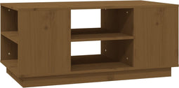 vidaXL - Salontafel - 90x49x40,5 - cm - massief - grenenhout - honingbruin
