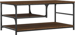 vidaXL - Salontafel - 90x49x40 - cm - bewerkt - hout - bruin - eikenkleur