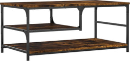 vidaXL - Salontafel - 90x49x40 - cm - bewerkt - hout - gerookt - eikenkleurig