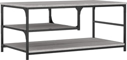 vidaXL - Salontafel - 90x49x40 - cm - bewerkt - hout - grijs - sonoma - eikenkleurig