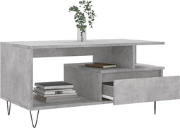 vidaXL - Salontafel - 90x49x45 - cm - bewerkt - hout - betongrijs