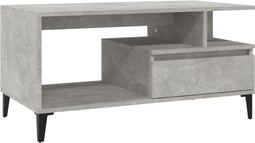 vidaXL - Salontafel - 90x49x45 - cm - bewerkt - hout - betongrijs
