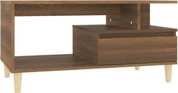 vidaXL - Salontafel - 90x49x45 - cm - bewerkt - hout - bruineiken
