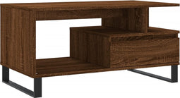vidaXL - Salontafel - 90x49x45 - cm - bewerkt - hout - bruineiken