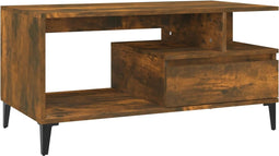 vidaXL - Salontafel - 90x49x45 - cm - bewerkt - hout - gerookt - eikenkleurig