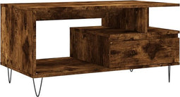 vidaXL - Salontafel - 90x49x45 - cm - bewerkt - hout - gerookt - eikenkleurig