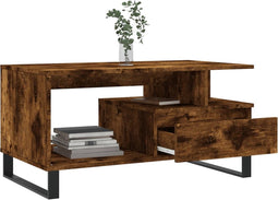 vidaXL - Salontafel - 90x49x45 - cm - bewerkt - hout - gerookt - eikenkleurig