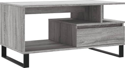 vidaXL - Salontafel - 90x49x45 - cm - bewerkt - hout - grijs - sonoma