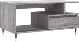 vidaXL - Salontafel - 90x49x45 - cm - bewerkt - hout - grijs - sonoma