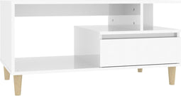 vidaXL - Salontafel - 90x49x45 - cm - bewerkt - hout - hoogglans - wit