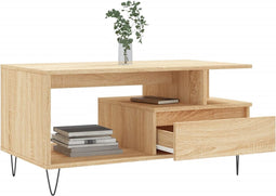 vidaXL - Salontafel - 90x49x45 - cm - bewerkt - hout - sonoma - eikenkleurig