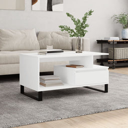vidaXL - Salontafel - 90x49x45 - cm - bewerkt - hout - wit