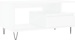 vidaXL - Salontafel - 90x49x45 - cm - bewerkt - hout - wit