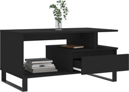 vidaXL - Salontafel - 90x49x45 - cm - bewerkt - hout - zwart