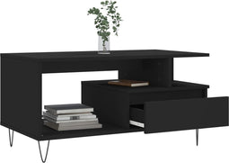 vidaXL - Salontafel - 90x49x45 - cm - bewerkt - hout - zwart