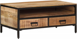 vidaXL - Salontafel - 90x50x30 - cm - massief - ruw - mangohout