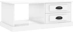 vidaXL - Salontafel - 90x50x35 - cm - bewerkt - hout - hoogglans - wit