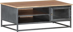 vidaXL - Salontafel - 90x50x35 - cm - massief - acaciahout - grijs