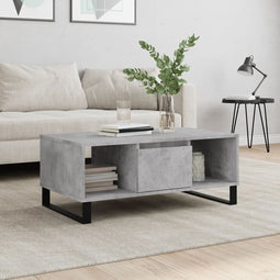 vidaXL - Salontafel - 90x50x36,5 - cm - bewerkt - hout - betongrijs
